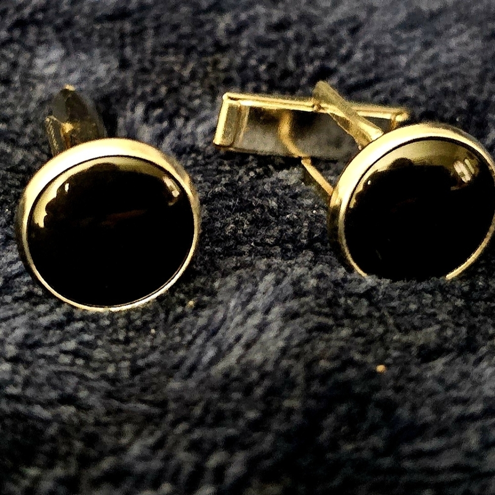 Gold and Black Tuxedo Cufflinks-Vintage